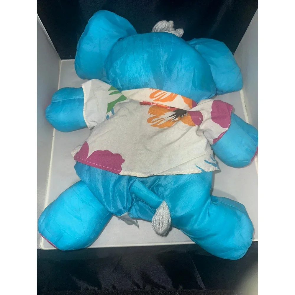 Vintage Fisher‎ Price Puffalump Blue Elephant Hawaiian Shirt Plush 1980s Toy